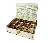 Caja de Incienso Caja de Regalo con 12 Tipos de Mezclas de Incienso Sabiduría del Mundo, 14 x 10 x 4 cm