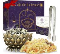 Caja de incienso Oliban natural - 100 g Boswellia Serrata, incensario y pinza inoxidable - Ideal para purificación y meditación