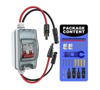 Caja de interruptor desconexión Solar, disyuntor MCB, distribución fotovoltaica DC500V, combinador fotovoltaico HT-2 impermeable IP65(25A-Box-Wire-ExpBolt)