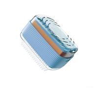 Caja de jabón multifuncional para lavandería con rodillo de esponja para dispensador de jabón en barra, soporte de jabón portátil con bandeja de drenaje rápido, compatible con la mayoría (azul)