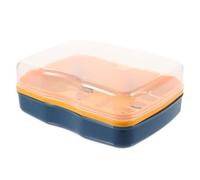 Caja de Jabón Portátil Naranja de Plástico con Tapa, Doble Compartimento | Diseño Sellado y Antiderrame, Soporte de Drenaje, para Barras de Champú y Acondicionador