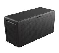 Caja de jardín para cojines y almacenamiento, ratán, 270 L, antracita