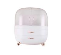 Caja de joyas maquillaje de espacio, organizador cosmético impermeable ahorrador para acceso fácil a una organización, blanco, L