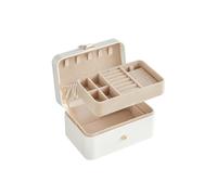 SONGMICS Caja Joyero de Viaje, Caja de Joyas Pequeña, 2 Niveles, Joyero Portátil, para Accesorios Grandes, 11,6 x 16 x 7,5 cm, Idea de Regalo, Blanco Nube JBC166W01