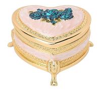Caja de joyería de corazón vintage, caja de baratija de aleación de zinc, caja de joyería de flor del corazón Hermoso organizador decorativo baratija para cumpleaños (FuerdichC1uzO-12)