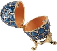 Caja de joyería de huevo Caja de anillo de diamantes de imitación de huevo Pendientes de huevo de primavera Contenedor Soporte de almacenamiento de huevos de Pascua Huevo de Pascua esmaltado La decora