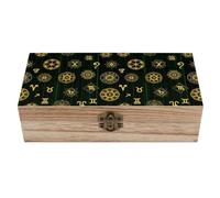 Caja de joyería de madera con cierre frontal, organizador decorativo para guardar recuerdos con símbolo sagrado del zodiaco, magia y ocultismo, estuche de recuerdos para bodas y decoración del hoga