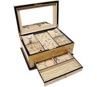 Caja de joyería, Joyero de lujo de madera maciza con pintura de piano, organizador de joyas for mujer, joyero con pintura de vetas de madera, joyero portátil de viaje for pendientes, pulseras y anillo
