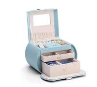Caja de joyería Organizador de joyas, joyero de estilo princesa azul, caja de cosméticos multifuncional, regalos fabulosos for niñas, estuche de joyería Pulseras Anillos