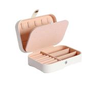 Caja de joyería viaje portátil, organizador joyas, collar, pendientes, anillo, exhibición, almacenamiento cuero Pu, estuche gran capacidad Para Joyas(White)