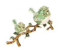 Caja de Joyería Vintage Pájaros Verdes Huevo de Fabergé Caja de Baratija Portátil Esmalte Rico Diamantes de Imitación Brillantes Caja de Baratija Tienda Regalos de Lujo Decoración Romántica para el Ho