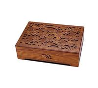 Caja de joyería Vitrina de madera con espejo o tapa de cristal, caja organizadora de joyas vintage for mujer Pulseras Anillos(Brown)