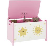 Caja de juguetes AIYAPLAY con tapa con bisagras de seguridad, rosa