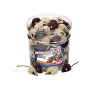 Caja de juguetes Nobby Gato lata 144 uds. ratón de felpa 5 cm. marrón y beige