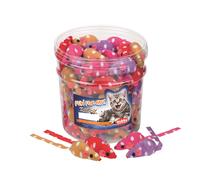 Caja de juguetes Nobby gato lata 72 uds. ratón de tela de 7 cm. con puntos