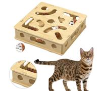 Caja de laberinto de inteligencia para gatos, juguete interactivo para gatos con campana y bolas de arco iris, juego mental, caja de alimentación de enriquecimiento para gatos, para alivio del