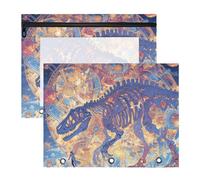 Caja de lápices con 3 agujeros y 3 anillas para cartas de papel A4, paquete de 2 unidades, para estudiantes, clase misteriosa, invocaciones de un esqueleto de dinosaurio blanco