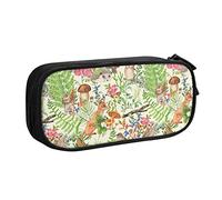 Caja de lápices Cute Animals in Green Forest Pencil Case Compartments Pen Pouch Box Multifunctional Makeup Bag Holder Large Storage Stationery Organizer with Zipper for Office Travel