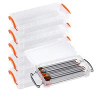 Caja de lápices de 6 Piezas, Caja de lápices de plástico Transparente de 8, 3 x 3, 9 Pulgadas con Tapas con Cierre, crayones apilables para bolígrafos de Gel, borradores, marcadores de Manualidades