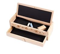 Caja de lápices de madera multifuncional con negro de la Escuela de color madera