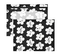 Caja de lápices de plástico transparente con ventana para cartas de papel A4, paquete de 2 unidades, patrón floral negro y blanco