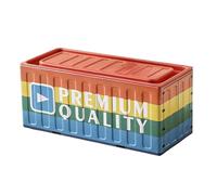 Caja de lápices en forma de contenedor, caja de almacenamiento con tapa, organizador portátil multifuncional de metal a prueba de óxido, estuche de escritorio de estilo industrial, 11,5 x 5 x 5 cm