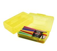 Caja de lápices, estuche transparente de gran capacidad, 1 paquete de estuche rígido, caja de lápices transparente con tapa hermética, diseño apilable, caja de almacenamiento de plástico para
