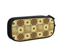 Caja de lápices Golden Floral Pencil Case Compartments Pen Pouch Box Multifunctional Makeup Bag Holder Large Storage Stationery Organizer with Zipper for Office Travel