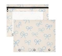 Caja de lápices multiusos de 3 agujeros para carpeta de 3 anillos, paquete de 2 unidades, almacenamiento de profesores, escuela, estudiantes, suministros para profesores, lentejuelas falsas, lazo