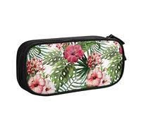 Caja de lápices Painted Tropical Flower Pencil Case Compartments Pen Pouch Box Multifunctional Makeup Bag Holder Large Storage Stationery Organizer with Zipper for Office Travel