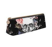 Caja de lápices Pink Floral Sugar Skull Flower Pencil Case with Zipper Durable Portable Pen Pouch Office Storage Bag Travel Toiletry Holder for Women Men