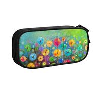 Caja de lápices Watercolor Nature Landscape Floral Pencil Case Compartments Pen Pouch Box Multifunctional Makeup Bag Holder Large Storage Stationery Organizer with Zipper for Office Travel