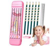 Caja de lápiz multifunción, Divided Pencil Organizer Case, Hard Crayon Box with 5 Pencils, borrador, ruler, Perfect School Supplies for Boys, Girls, Kids, and Students, Compact and Practical Pencil,