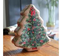 Caja de lata con forma de árbol de Navidad para almacenamiento de caramelos, tarro de decoración festiva de 18 x 15 x 6,5 cm, accesorio de hierro para suministros de fiesta de Nochebuena (4)