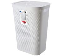 Curver Hamper- Baúl para la Colada 60L, Cesto de Ropa, 44x35xH60, 100% Material Reciclado, Blanco
