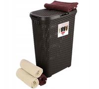 Caja de lavandería CURVER natural Style, de plástico, 45x27x61 cm, 40L, marró...