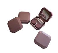 Caja de Lentes de Contacto Contacto cuadrado color caramelo de 4 piezas | Caja de lentes Estuche for lentes portátil sólido con juego de varilla de succión for kit de viaje(Chocolate)