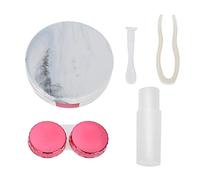 Caja de Lentes de Contacto, Estuche de Lentes con Patrón de Mármol, Caja de Almacenamiento de Lentes de Contacto, Estuche de Remojo de Lentes de Contacto de 4 Colores Contenedor de Kit de(rojo)