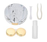 Caja de Lentes de Contacto, Estuche de Lentes con Patrón de Mármol, Caja de Almacenamiento de Lentes de Contacto, Estuche de Remojo de Lentes de Contacto de 4 Colores Contenedor de Kit de(amarillo)