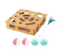 Caja de lima de uñas para gatos, caja de enriquecimiento de rompecabezas para gatos, juguete de rompecabezas de gatos, cajas de madera para rascar, papel de lija, herramienta compacta para aliviar el