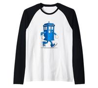 Caja de llamadas de policía azul del Reino Unido como una figura de cómic 1 - Diversión para fanáticos Camiseta Manga Raglan