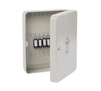 Caja de Llaves Relaxdays, con Cerradura, 45 Espacios, Home Sweet Home, HBT: 30,5 x 24 x 8 cm, Caja para Llaves Blanca