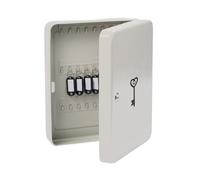 Caja de Llaves Relaxdays, con Cerradura, 45 Ganchos, símbolo de Llave, HBT 30,5 x 24 x 8 cm, Llave Cerrada, Blanca