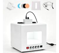 Caja de luz de Estudio Kit Profesional de Caja para fotografía de Joyas | Estudio fotográfico tipo caja de luz Permite colgar o colocar sobre una superficie Base eléctrica de 360°(Black,TB20)
