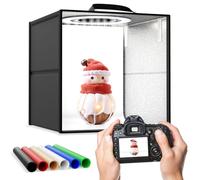 Caja de Luz Fotografía 30CM, 3000-5600K Plegable Estudio Fotográfico con 120 Luces LED Ajustables CRI 95+ Disparo de Múltiples ángulos Caja Luz Fotografia, 6 Láminas de Fondo de PVC para Fotografía