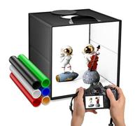 Caja de Luz Fotografía 30x30x30cm, Almacenamiento Portátil Plegable Light Box Fotografia, Equipado con Paños de Luz Suave y con 6 Tableros de Fondo de Colores