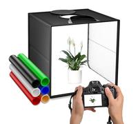 Caja de Luz Fotografía 40x40cm, 5600K & 120LEDs Almacenamiento Portátil Plegable Light Box Fotografia, Equipado con Paños de Luz Suave y con 6 Tableros de Fondo de Colores