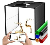 Caja de Luz Fotografía 40x40CM, Couleeur 5600K Plegable Estudio Fotográfico con 120LEDs Ajustables y 6 Tableros de Fondo de Fotografía de PVC, Light Box CRI 95+ Adecuada para Exhibición de Productos