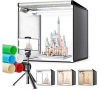 Caja de Luz Fotografía 50X50CM, Couleeur 5600K Plegable Estudio Fotográfico con 126LEDs Ajustables y 6 Tableros de Fondo de Fotografía de PVC, CRI 95+ Light Box Adecuada para Exhibición de Productos