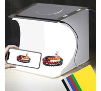 Caja de luz fotográfica portátil Plegable de 10 Pulgadas, Kit de Tienda de campaña con 2 Barras de luz, 40 Piezas de luz LED y 6 Tipos de Fondos de Color para artículos de tamaño pequeño